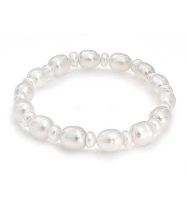 Bling Jewelry White Freshwater Cultured Pearl Bridal Stretch Bracelet - CD117K895GR