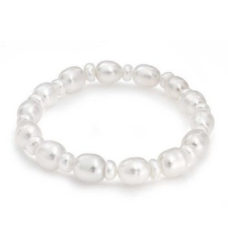 Bling Jewelry White Freshwater Cultured Pearl Bridal Stretch Bracelet - CD117K895GR