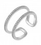 Double Band Ring Open Sterling Silver Plain Adjustable Sizes 5-10 - CI12N26W3FM