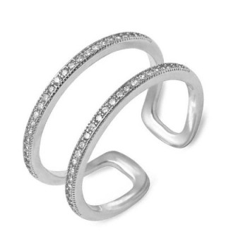 Double Band Ring Open Sterling Silver Plain Adjustable Sizes 5-10 - CI12N26W3FM