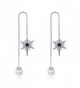 Gold/White Cubic Zirconia Threader Earrings Artificial Pearls Copper Dangle Earrings For Women Jewelry - White - CV188HCAE5E