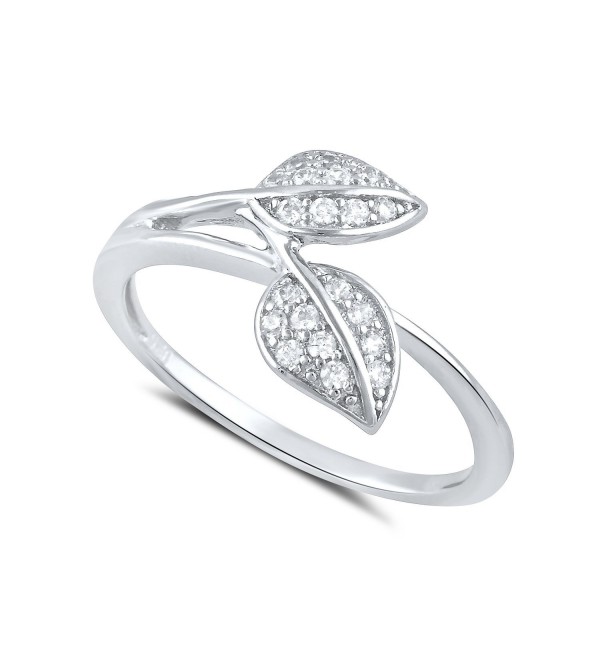 Sterling Silver Cz Stackable Leaf Ring (Size 4 - 11) - CL11Z2B4K4L