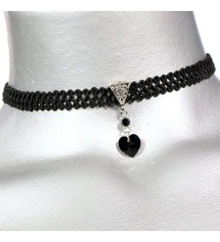 Twilight's Fancy Jet Black Swarovski Crystal Heart Pendant Choker Necklace - C011T4BK0IP