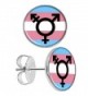 Body Candy Stainless Steel Transgender Flag Round Stud Earrings - CD12CGDWB6V