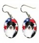 Canine Designs Australian Shepherd Scalloped Edge Oval Earrings - C511751XIAH