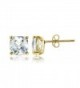 Sterling Silver 6mm Cushion-Cut Gemstones Stud Earrings- Choice of Colors - White Topaz-Gold Flashed Silver - C0183OZ789D