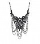 Lux Accessories Black and Hematite Dark Lace and Drape Beaded Statement Necklace - CF12LQ59591