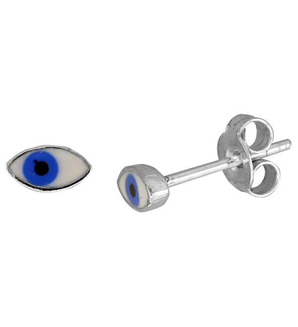 Small Sterling Silver Enamel Eye Stud Earrings- 1/4 inch - C7115M7M0GZ