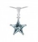 Star K Sterling Silver Large 14mm Fancy Star Pendant - Simulated Aquamarine - CE11GN9GWZ1