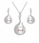 EVER FAITH Women's 925 Sterling Silver CZ Flower Bud Necklace Earrings Set Clear - CZ12O5N4PGQ