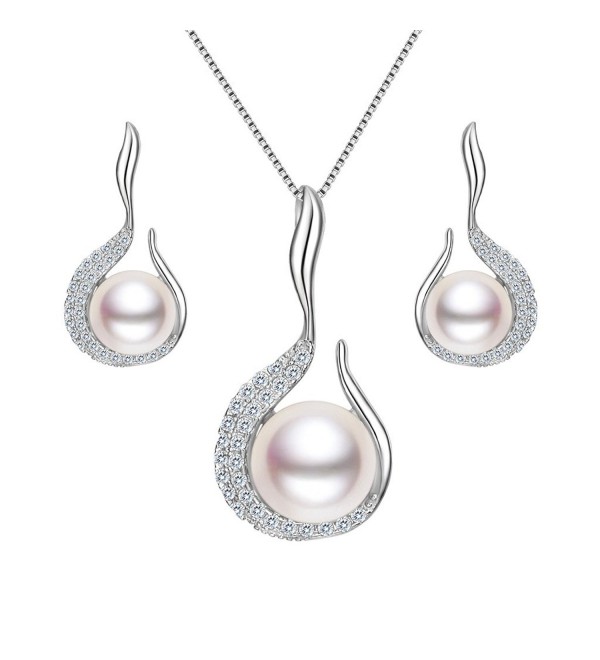 EVER FAITH Women's 925 Sterling Silver CZ Flower Bud Necklace Earrings Set Clear - CZ12O5N4PGQ