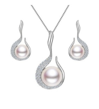 EVER FAITH Women's 925 Sterling Silver CZ Flower Bud Necklace Earrings Set Clear - CZ12O5N4PGQ