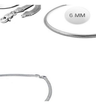 Sterling Silver Italian Solid Flat Omega Chain 6MM Luxurious Nickel Free Necklace with Lobster Claw Clasp Closure - CM11JYRBPSN