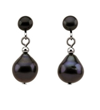 Black Freshwater Cultured Pearl Clip on Earrings 5-10 mm - C612H3B9VTL