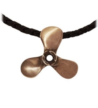 Boat Propeller Pendant Crafted in Marine Grade Bronze on a Leather Necklace - CL11BH23ONR