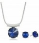 Kenneth Cole New York Gold Pendant Necklace and Earrings Jewelry Set - Blue - CU186K9XYAG