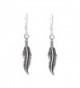 Silverly Women's .925 Sterling Silver Feather Oxidized Drop 23 mm Earrings - C811OXL17LP