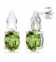 Sterling Silver Green Peridot Gemstone Birthstone Women Earrings (2.70 cttw- 9X7MM Oval) - CQ117BW2CA7