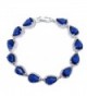 SELOVO Wedding Bridal Teardrop Bracelet Chain Link Cubic Zirconia Silver Tone - blue - C412H55G1YD