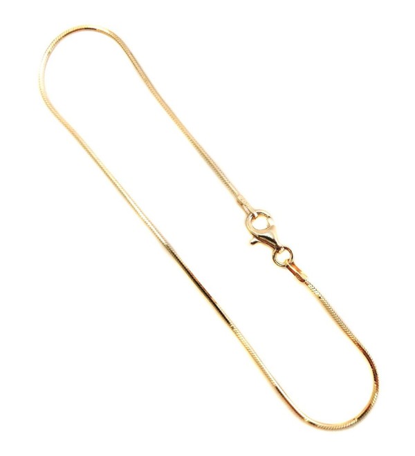 1.1mm 8 Sided Snake Vermeil Anklet- Bracelet. 14k Gold Plated Over Sterling Silver. 7-8-9-10-11 Inches - C512FQ6IRN1