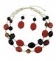 BOCAR 2 Layer Statement Chunky Red Black Beaded Fashion Collar Necklace Earring Set for Women Gifts - 434 - CJ183S25YKH