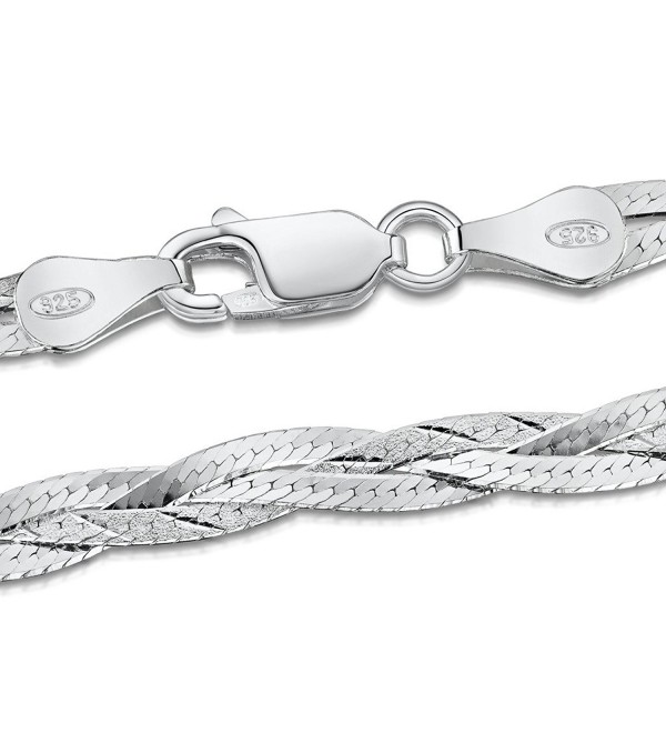 Amberta 925 Sterling Silver 5 mm Herringbone Chain Necklace 18" 20" in - CU11ELDAI6T