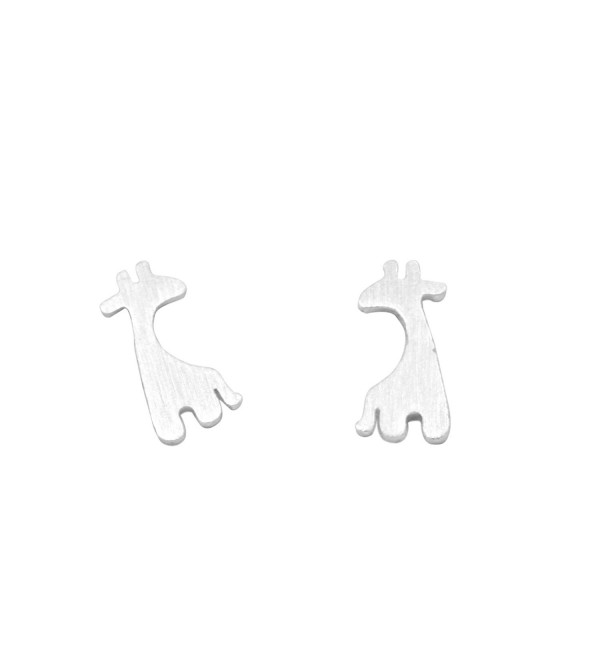 Giraffe Stud Earrings for Women Dainty Animal Studs - Multiple Colors - Silver - CH12CLELIKZ