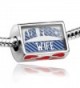 Bead with Hearts Air Force Wife- Blue stripes - Charm Fit All European Bracelet - C711RGPIAS7