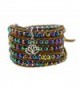 Rainbow Simulated Hematite Bead Brown Wrap Bracelet with a Removable Charm Pendant - CM11W4W3I6H