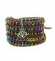 Rainbow Simulated Hematite Bead Brown Wrap Bracelet with a Removable Charm Pendant - CM11W4W3I6H