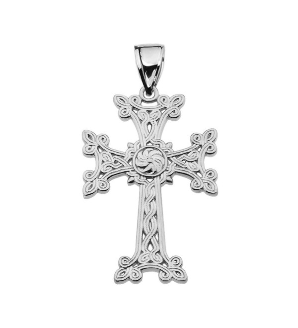 Sterling Silver Eternity "Khachkar" Armenian Cross Pendant (Medium) - CS1825ME7RT