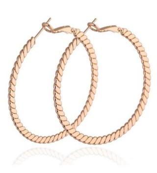 Yazilind Elegant Vogue 18k Gold Plated Extra Large Omega Back Hoop Earrings 46mm Diameter - rose golden - C811MPNNKNV