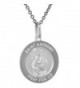 Sterling Silver St Anthony Medal Necklace 3/4 inch Round Italy 0.8mm Chain - CJ1114130FD
