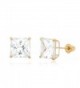 14K Yellow Gold Screwback Earrings Square Cubic Zirconia Studs - CW1869I2QQT