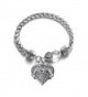 Dog Momma Pave Heart Bracelet Silver Plated Lobster Clasp Clear Crystal Charm - CB123HZH4OB