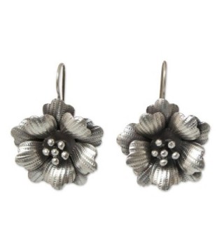 NOVICA .950 Silver Flower Drop Earrings- 'Delicate Chiang Mai Rose' - C6115YQRGS1