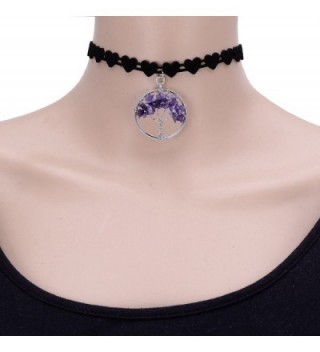 Amethyst Necklace Pendant Birthstone Necklaces in Women's Choker Necklaces