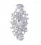 EVER FAITH Women's Rhinestone Crystal Wedding Bridal Floral Leaf Teardrop Brooch Clear Silver-Tone - CQ11IOM2939