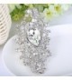 EVER FAITH Rhinestone Teardrop Silver Tone in Women's Brooches & Pins