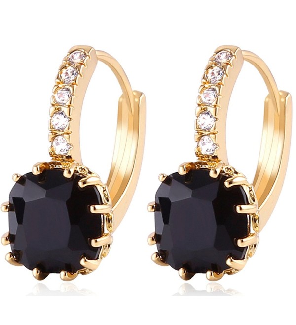GULICX Gold Tone Black Crystal Dashing Captivating Rhinestone leverback Earring - C511XGS1LDP