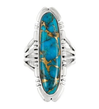 Sterling Silver Genuine Turquoise Gemstones in Women's Statement Rings