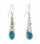 Silverly Women's .925 Sterling Silver Celtic Knot Simulated Turquoise Stone Dangle Earrings - C911TNTRY7X