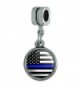 Thin Blue Line American Flag Italian European Style Bracelet Charm Bead - CG18652K38H