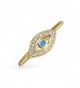 Thin Blue CZ Evil Eye Stacking Gold Plated Silver Ring - CD11VOW5V3V
