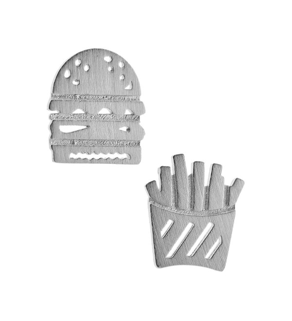 Spinningdaisy Handmade Brushed Metal Burger and Fries Earrings - CB128PB8HQB