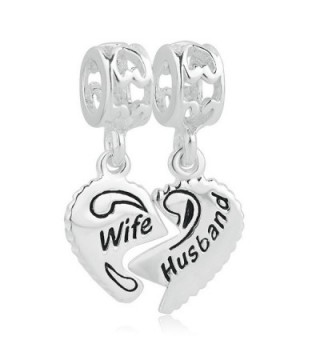 LovelyJewelry 925 Sterling Silver Wife & Husband Charms Two Piece Love Family Dangle For Bracelets - CE12CEGAT5T