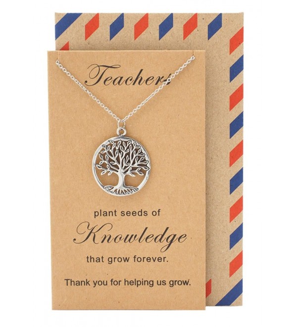 Quan Jewelry Teacher's Day Perfect Gift- Tree of Life Necklace Pendant with Thank You Card- Appreciation Gifts - CM12N139FWW