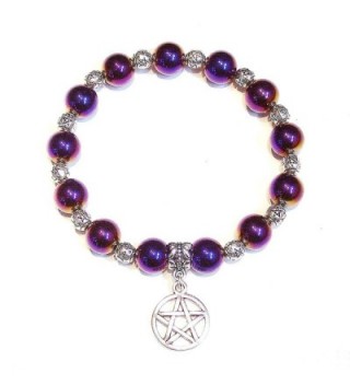 Purple Hematite & Tibetan Silver-Tone Stretch Bracelet Approx. 20.5cm - CD11P243GZH