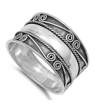 Bali Swirl Braided Rope Wide Thumb Ring New .925 Sterling Silver Band Sizes 6-12 - CS187YTNWXY