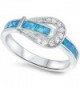 Lab Created Blue Opal & Cz Belt Buckle .925 Sterling Silver Ring Sizes 4-10 sro16614-bo - CZ11MBK7OOT